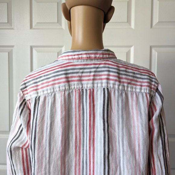 J. Jill Love Linen Essential Shirt 100% Linen Striped Button Down Size Large - Picture 5 of 7